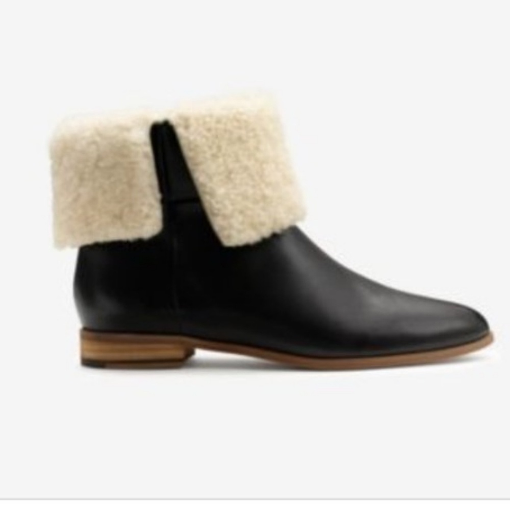 Kate Spade Saturday Black Leather Shearling Boot - Picture 1 of 3